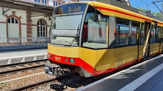 riding with TramTrain line S8 from Gottesauer Platz to Rastatt Bahnhof CAB VIEW karlsruhe [upl. by Adidnere140]