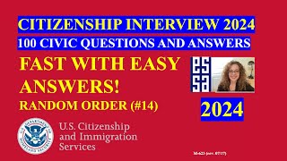 2024 Random 100 Civics Questions and Answers US Citizenship Interview 2024  Fast Easy Answer 14 [upl. by Anerb]