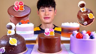 ASMR 초콜릿케이크 티라미수 생크림케이크 블루베리 생크림케이크 먹방 Chocolate Cake Blueberry Cream Cake Tiramisu Cake MuKBang [upl. by Kata]