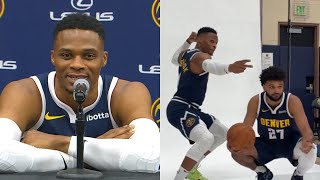 Russell Westbrook reacts to signing with Denver amp first look in Nuggets uniform [upl. by Meeks643]