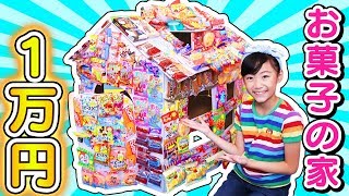 【大量】1万円分のお菓子でお菓子の家つくってみた！？ダンボールハウスを大量のお菓子でデコ！〜みるきっずくらぶ・さおりん〜【工作】 [upl. by Hsur]