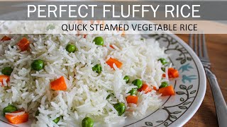 Simple Steamed Vegetable Rice  How to make Perfect Fluffy Rice  Vegan Recipe [upl. by Bernetta]