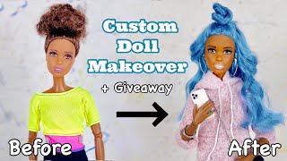 Custom Barbie Doll Makeover Transformation  GIVEAWAY My fans decided Reroot Repaint Outfit [upl. by Aonian]