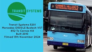 Transit systems 5201 Mercedes O500LE Bustech VST 852 To Carnes Hill [upl. by Iborian]