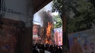 Fire Breaks Out on NTR Cutout at Sudarshan Theatre playing devara trending ntr [upl. by Annoiek]