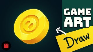 Game asset painting  Coin icon  How to draw gameart [upl. by Endres]