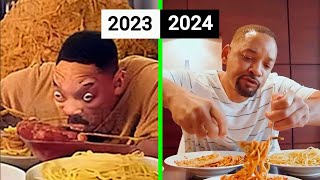 Will Smith Eating Spaghetti AI Video  2023 vs 2024 [upl. by Aiem]