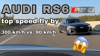 2021 AUDI RS6 top speed fly by on Autobahn 600hp [upl. by Immij695]