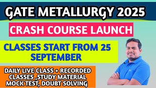 GATE METALLURGY LIVE CLASS CRASH COURSE [upl. by Jimmie]