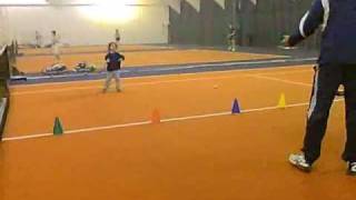 Teaching Tennis To Kids Drill  Cone Net [upl. by Ladd]