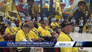 Nearly 90 Veterans take Honor Flight to Washington DC from CVG Airport [upl. by Airdua992]