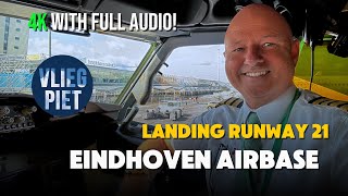 POV Cockpit Landing Boeing 737 at Eindhoven  Runway 21  Vliegpiet  Full ATC audio [upl. by Yentirb]