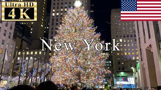 🇺🇸🎄New York Christmas Walk  Fifth Avenue to Rockefeller Center Christmas Tree  【4K 60fps】 [upl. by Leal]