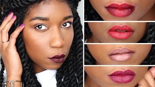 Favorite Fall Lipstick Combinations  Dark Skin  2015 [upl. by Tanhya]