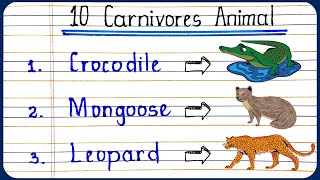 10 Carnivorous Animals Name  Carnivores Animals Name in English  Flesh eating Animals [upl. by Gregorius412]