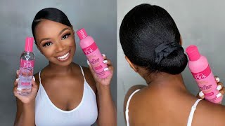 How To Get A Moisturized Side Part Bun WITHOUT Molding Using Lusters Pink [upl. by Neirol142]