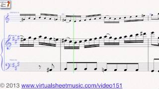 Mozarts Concerto in A major K622 sheet music for clarinet sheet music  Video Score [upl. by Edla381]