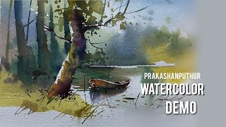 Easy watercolor landscape  watercolor for beginners [upl. by Akimrehs]