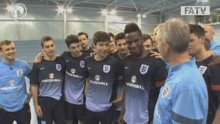 England Futsal team take on Soccer AMs Crossbar Challenge [upl. by Otsirc358]