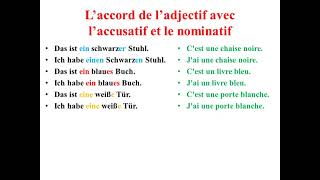 Laccord de ladjectif dans le cas de laccusatif et le nominatif en Allemand [upl. by Ayotl27]