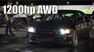 1200hp 8sec AWD Street Driven Honda Civic Sequential Transmission [upl. by Wina]