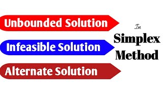 Unbounded Infeasible amp Alternate Solution in the Simplex Method How to identify type of solution [upl. by Kenweigh]