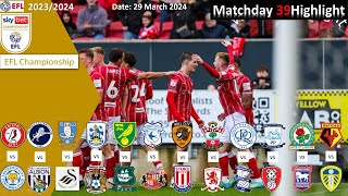 Highlights Summary Matchday39  EFL Championship 2324 29 March 2024 [upl. by Kauslick]