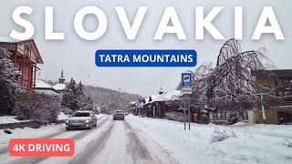 Driving in Slovakia Snow in Tatra Mountains 4K January 2024 [upl. by Atinav]