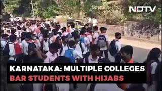 Hijab Row In Another Karnataka College Boys Protest In Support Of Girls [upl. by Yelekreb999]