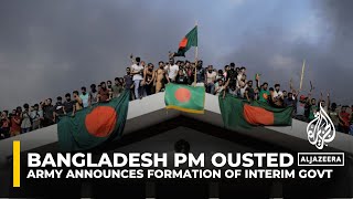 Bangladesh PM Hasina ousted army announces formation of interim government [upl. by Nosnhoj]