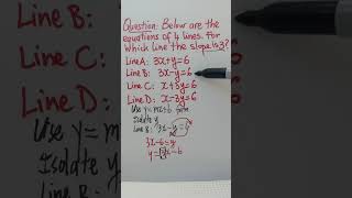 hisetmath gedmath gedtest slopes Find the exact slope of a line when many equations are given [upl. by Ledah]