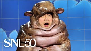 Weekend Update Baby Hippo Moo Deng on Fame  SNL [upl. by Osnofedli]