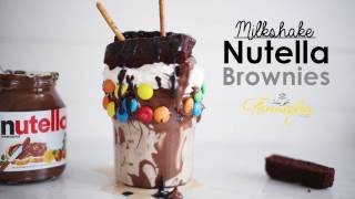 Recette Milkshake Nutella brownies  ميلك شاك الشوكولاتة [upl. by Domenic]