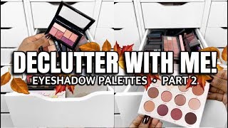 MASSIVE EYESHADOW PALETTE DECLUTTER PART 2  DRUGSTORE amp AFFORDABLE PALETTES  Andrea Renee [upl. by Theodoric936]