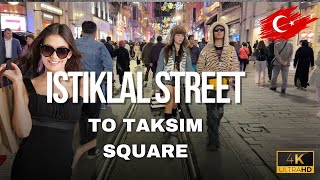 Istiklal Street Nightlife Walking Tour to Taksim Square 4K [upl. by Agathe]