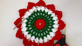 Woolen flower tutorial crochet flower pattern ♥️ ✨️ Crochet flower design [upl. by Elpmet]