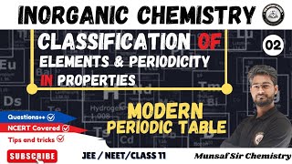 Classification Of Elements And Periodicity In Properties Class 11  Periodic Table Class 11th  L02 [upl. by Ettelorahc813]