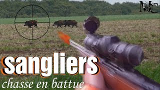 TIR DE 3 SANGLIERS  chasse en battue du grands gibiers saison 20172018 HD [upl. by Ecadnarb]