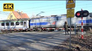 TRAIN RAILROAD CROSSING  WROCŁAW KUŹNIKI PL ★ 4K ★ [upl. by Aisatsanna]