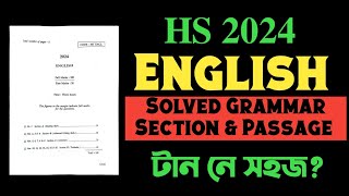 HS 2024  English Question paper Solved grammar section and Passage Class XIIYou can learn [upl. by Ynes]