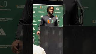 Miami Hurricane Defensive Back Mishael Powells Press Conference following USF game [upl. by Mohammed523]