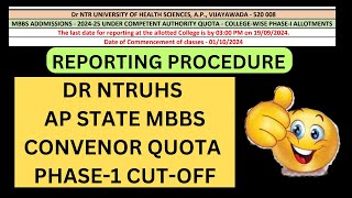 AP STATE CONVENOR QUOTA PHASE1 CUTOFF NEET UG SCORE AIR  ADMISSION PROCEDURE [upl. by Zerla]