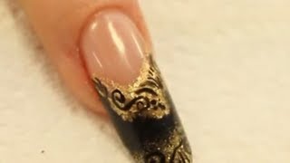 Ongle Acrylique Noir et Doré Tutoriel par Naio Nails [upl. by Rior]