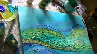 Acrylmalerei 2 Abstract acrylic Painting 2 Spachtelmasse Modelling paste [upl. by Aikehs]