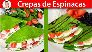 CREPAS DE ESPINACAS  Vicky Receta Facil [upl. by Flori]