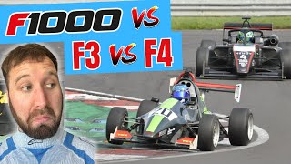 F1000 vs F3 vs F4  Testing at Donnington Park [upl. by Ladew829]