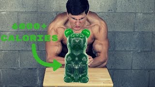 BODYBUILDER VS WORLDS LARGEST GUMMY BEAR 6000 Calories  Eating Challenge Gone Wrong VOMIT [upl. by Shanna63]