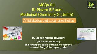 Antidiabetics and Local anesthetics MCQs for B Pharm 5th sem Medicinal Chemistry2 Unit5 [upl. by Maher328]