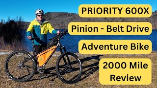 Priority 600X Adventure Bike 2000 Mile Review  Pinion  Belt Drive  Very Low Maintenance Bicycle [upl. by Lehcyar353]