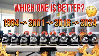 AIR JORDAN 3 BLACK CEMENT COMPARISON 1994 2001 2018 2024 [upl. by Nirel]